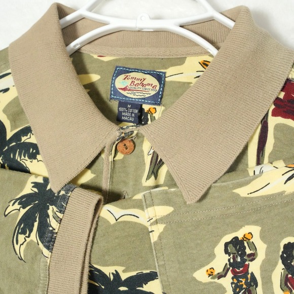 Tommy Bahama Other - Tommy Bahama Polo Shirt Men's Medium Green Hula Dancer‎ Hawaiian Aloha Palm Tree